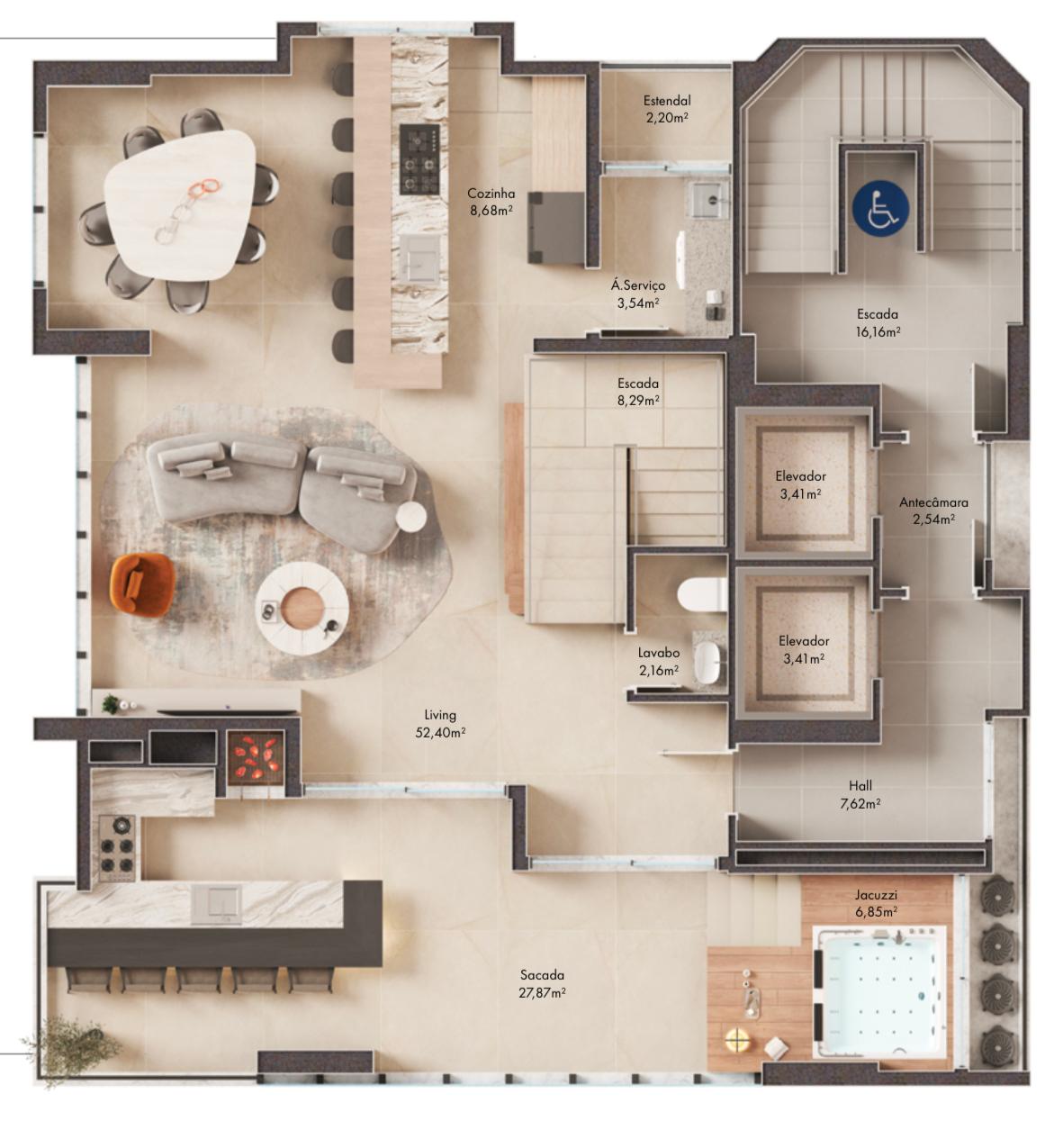Planta baixa da opção Duplex Inferior, Sense