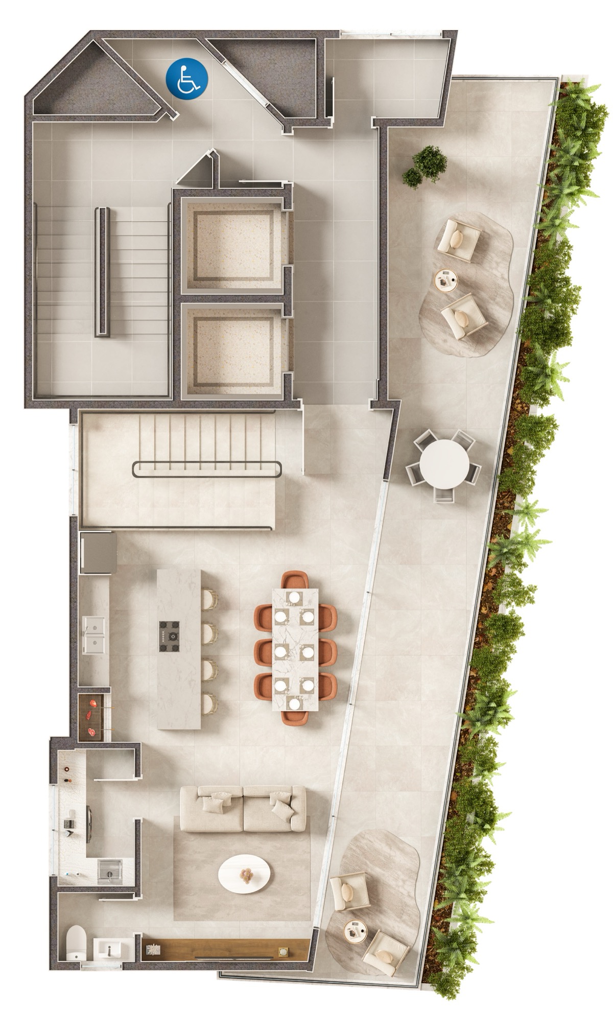 Planta baixa da opção Cobertura duplex 20, Sunrise View